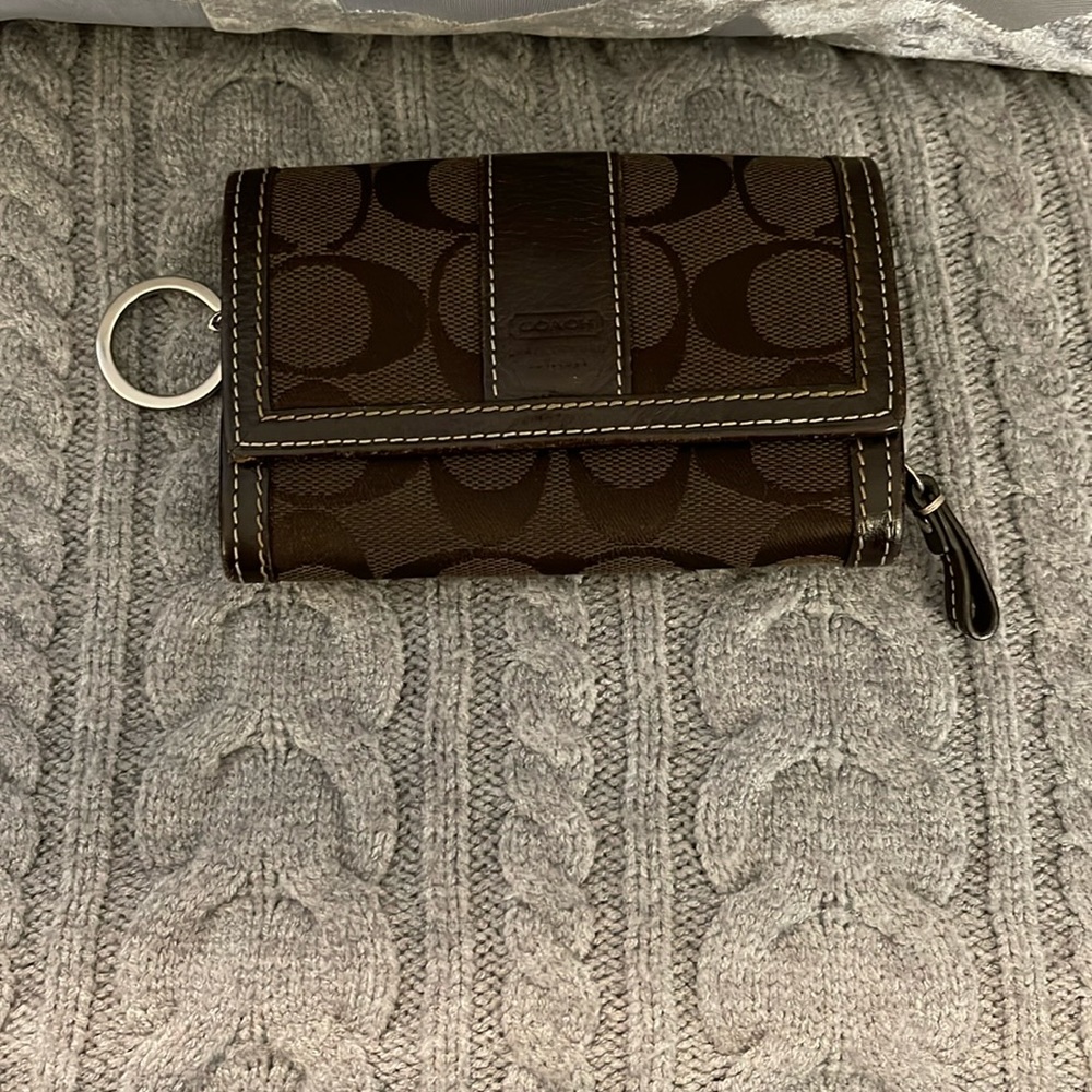 Signature coach wallet trifold canvas and leather